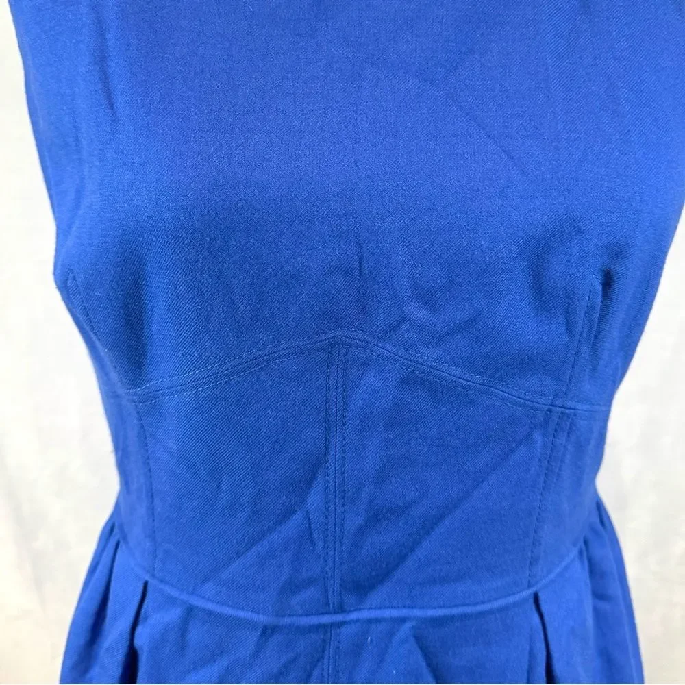 J.Crew cobalt blue wool blend corset waist dress with pockets size 6